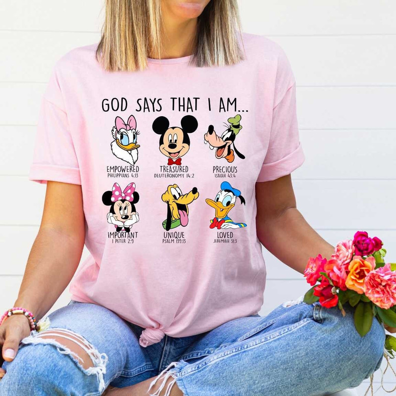 God Says That I am Mickey Mouse Characters Tee, Disney Mickey And Friends Shirts, Biblical Shirt, Disney Family Shirt, Disney Gift Shirt.jpg