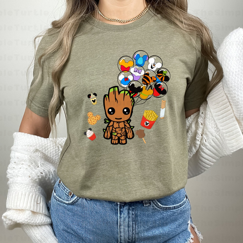 Groot With Disney Balloons Shirt, Groot Disney Snacks Shirt, I am Groot Shirt, Disney Family Vacation, Disney Groot Movie Themed Shirt.jpg