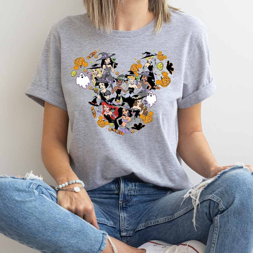 Halloween Disney Princess Shirt, Princess Halloween Tee, Halloween Girl Shirt, Disney Princess Shirt, Ariel, Elsa, Cinderella.jpg