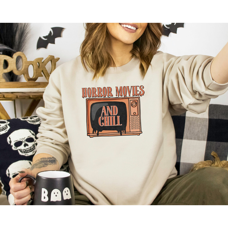 Horror Movies And Chill Shirt, Scary Movie Shirt, Horror Film Club Shirt, Halloween Sweatshirt, Halloween Shirt, Spooky Shirt,Halloween Gift.jpg