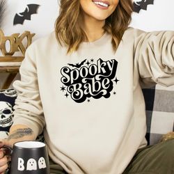 spooky babe sweatshirt, spooky halloween sweatshirt, halloween woman sweatshirt, halloween bats sweatshirt, bat shirt,