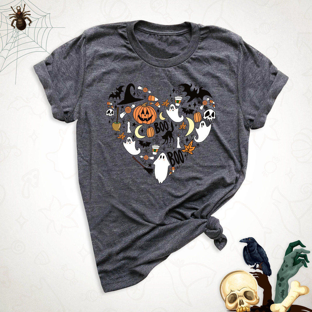 Boo Halloween Heart Shirt, Pumpkin Shirt, Fall Season Shirt, Little Things Halloween Shirt, Halloween Witch Shirt, Boo Shirt, Halloween Gift.jpg