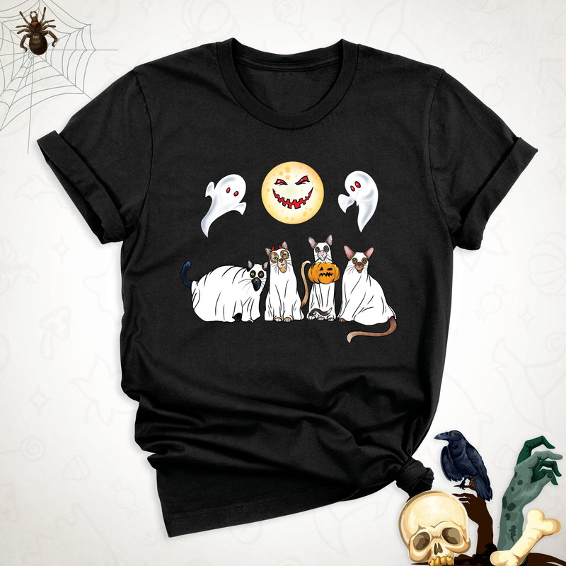Halloween Cat Ghost Shirt, Cat Lovers Shirt, Halloween Cat Shirt, Pumpkin Shirt, Ghost Cat Shirt, Horror Season Shirt, Funny Halloween Shirt.jpg