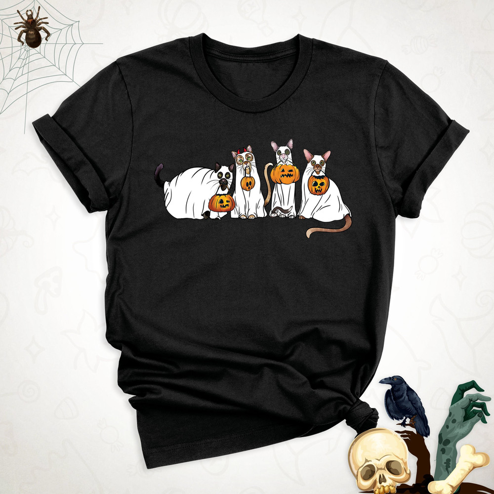 Halloween Ghost Cat Shirt, Ghost Cat Shirt Women, Ghost Shirt for Cat Lovers, Halloween Horror Shirt, Halloween Party Shirt, Halloween Gift.jpg
