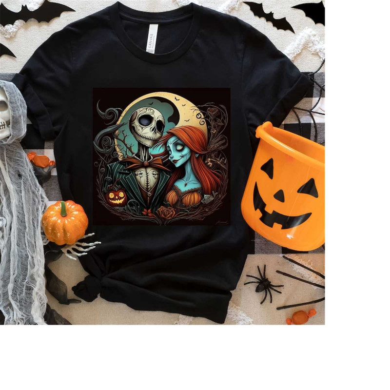 Jack And Sally Color Design Tshirt, Halloween Shirt, Nightmare Before Christmas Shirt, Fall Womens Sweatshirt, Halloween.jpg