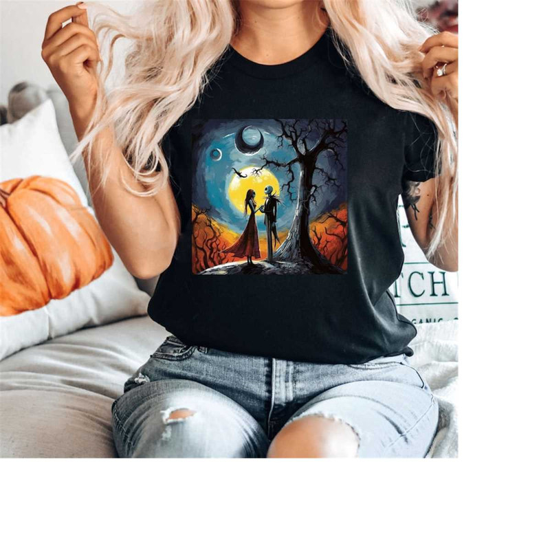 Jack and Sally Halloween Vintage Tshirt, Nightmare Before Christmas Shirt, Fall Womens Sweatshirt, Nightmare Spooky Shir.jpg