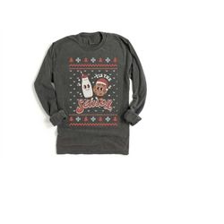 long sleeve retro christmas comfort colors shirt, tis the season cookies, vintage new years holiday shirt, santa shirt,