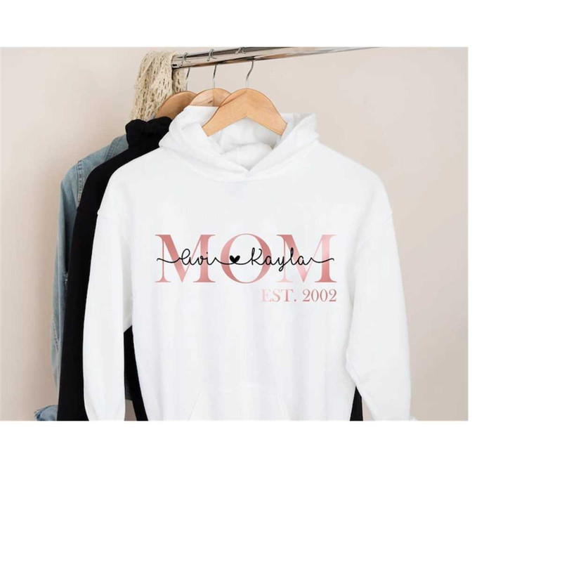 Mama Est Hoodie, Mom Established, Custom Year, Personalized Mama Sweater, New Mom To Be Gift, Unisex Hoodie, Mama Sweats 1.jpg