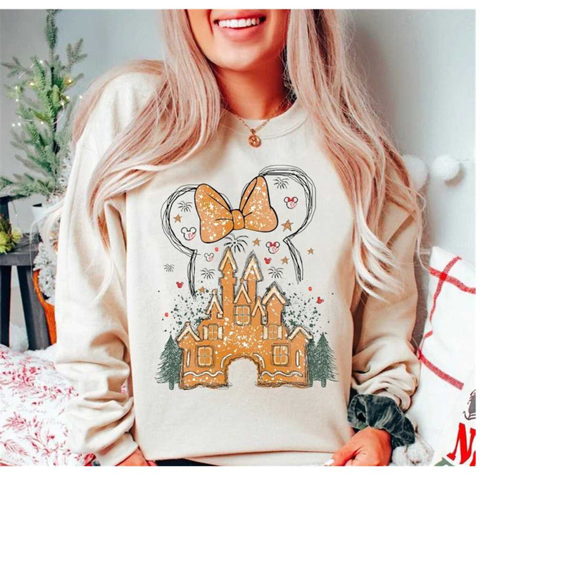 Minnie Gingerbread Castle Christmas Sweatshirt, Disney Christmas Sweatshirt, Disney Holidays Shirt, Disney Girls Trip, D.jpg