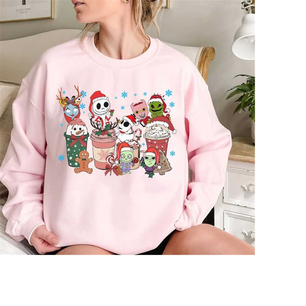 Nightmare Before Christmas Coffee Sweatshirt, Disney Xmas Shirt, Christmas Coffee Tee, Disney Christmas Party, Jack and 1.jpg