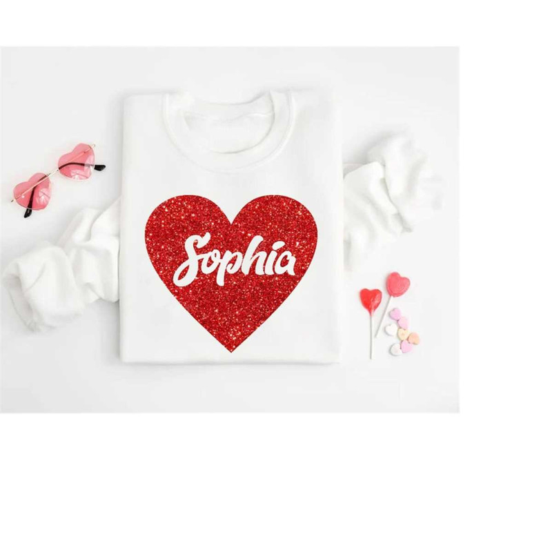 Personalized Valentine's Sweater, Name Valentine's Gift Glitter Heart, Women's Valentine's Shirt, Custom Name Sweater, G.jpg