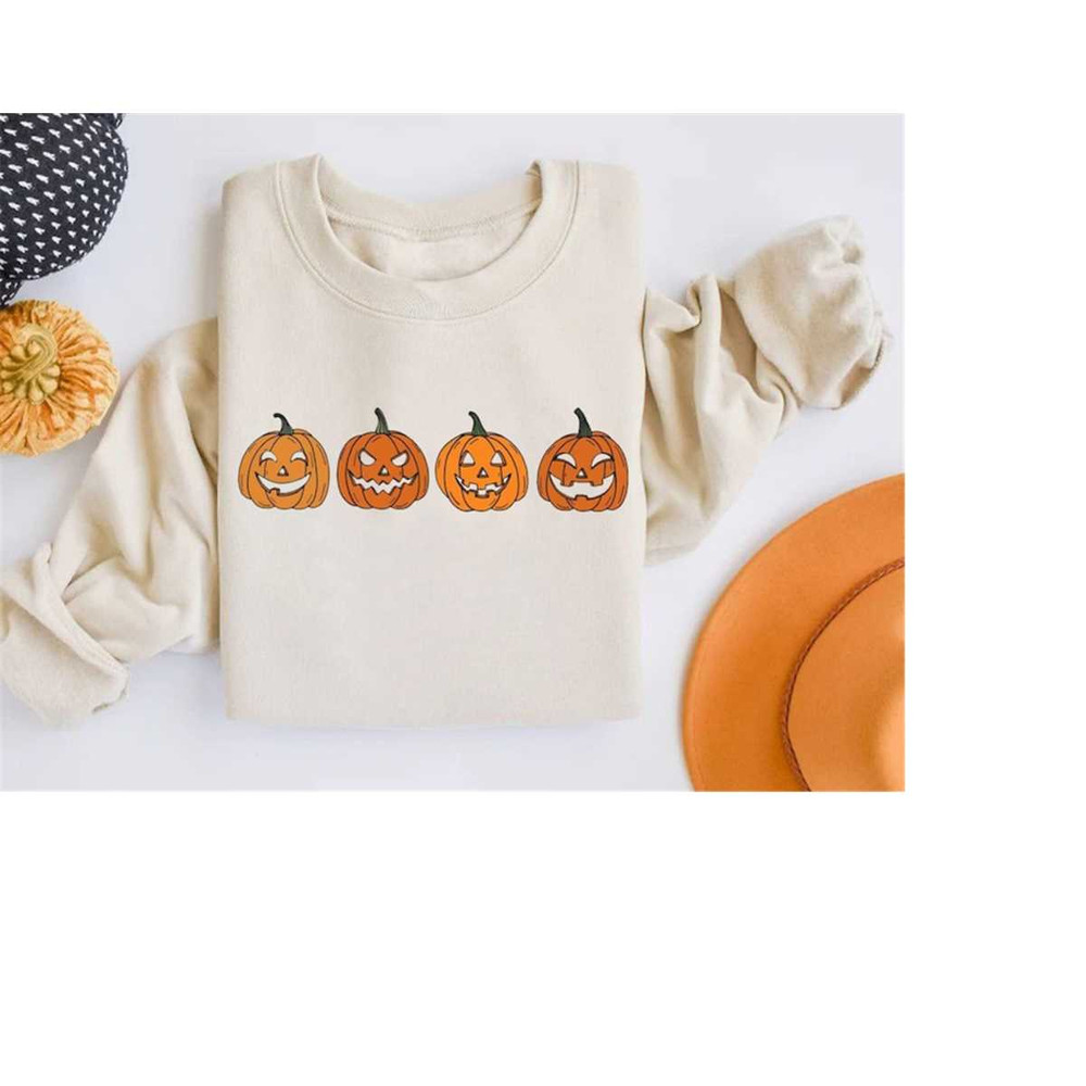 Pumpkin Halloween Sweatshirt, Pumpkin Halloween Shirt, Pumpkin Face Halloween, Halloween Crewneck, Spooky Season, Fall.jpg