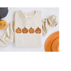 pumpkin halloween sweatshirt, pumpkin halloween shirt, pumpkin face halloween,  halloween crewneck, spooky season, fall