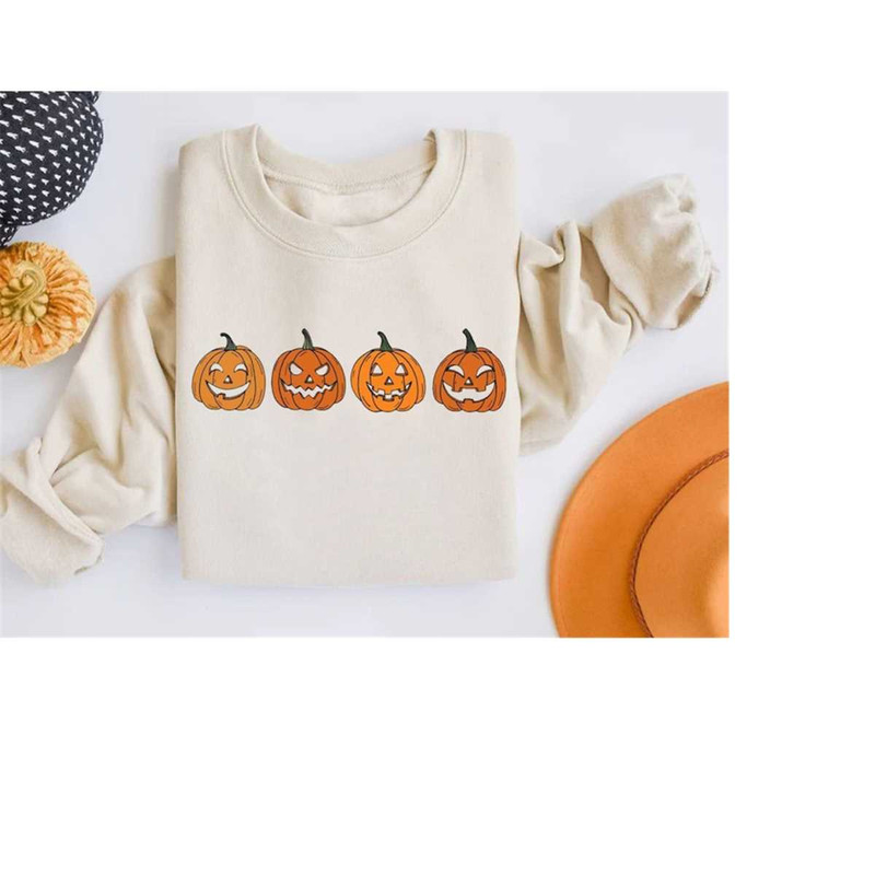 Pumpkin Halloween Sweatshirt, Pumpkin Halloween Shirt, Pumpkin Face Halloween, Halloween Crewneck, Spooky Season, Fall.jpg