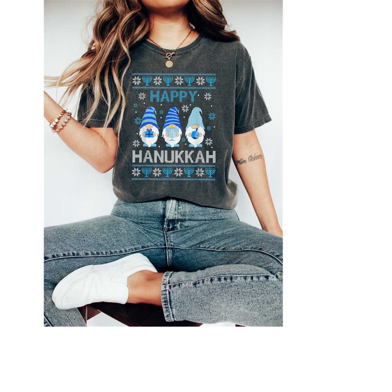 Retro Hanukkah Comfort Colors Shirt, Happy Hanukkah Gnome Tee, Holiday Shirt, Jewish Saying Shirt, Holiday Shirt, Religi.jpg