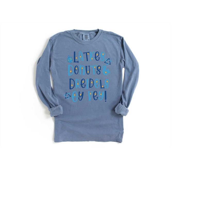 Retro Hanukkah Long Sleeve Comfort Colors Shirt, Happy Hanukkah Shirt, Holiday Shirt, Jewish Saying Shirt, Holiday Shirt 6.jpg