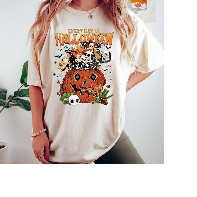 Retro Mickey and Friends Skeleton Halloween Comfort Colors Shirt, Disney Every Day Is Halloween Shirt, Disney Halloween.jpg