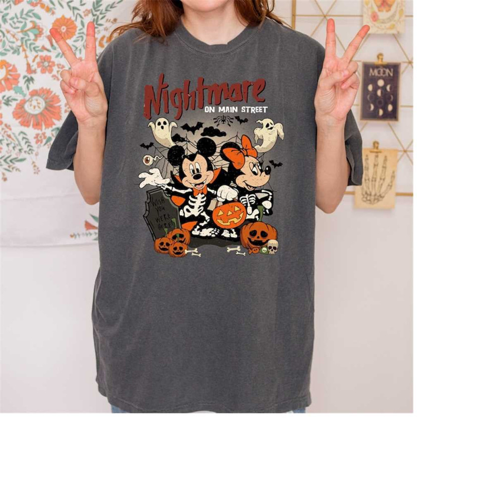 Retro Nightmare On Main Street Mickey Minnie Comfort Colors Shirt, Disney Halloween Shirt, Disney Spooky Shirt, Disney H.jpg