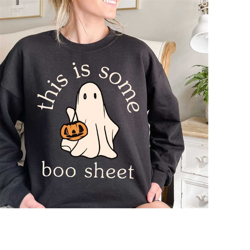 This Is Some Boo Sheet Floral Round Tshirt, Halloweentown University sweatshirt, Spooky Teacher Ghost Shirt, Halloween T.jpg