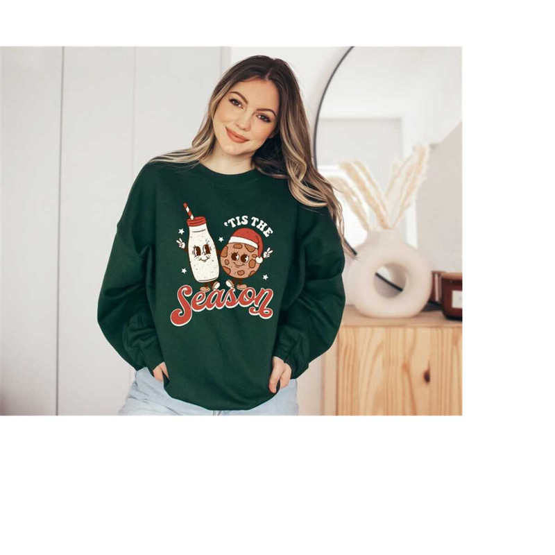 Tis The Season Santa Sweater, Vintage Christmas, Christmas Sweatshirt, Women's Cute Santa, Xmas Graphic Pullover, Holida 3.jpg