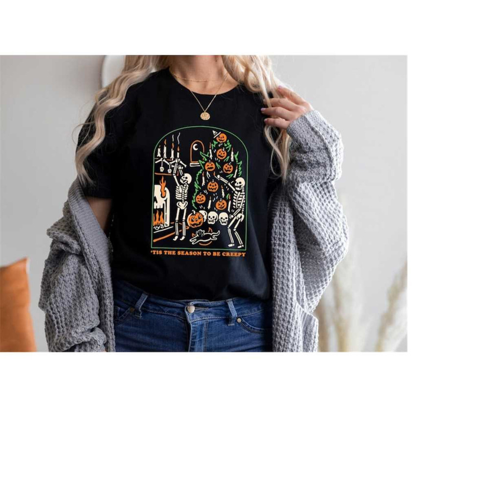 Tis the Season to be Creepy Shirt, Dead Inside Halloween Sweatshirt, Black Halloween Sweatshirt, Funny Halloween Shirt.jpg