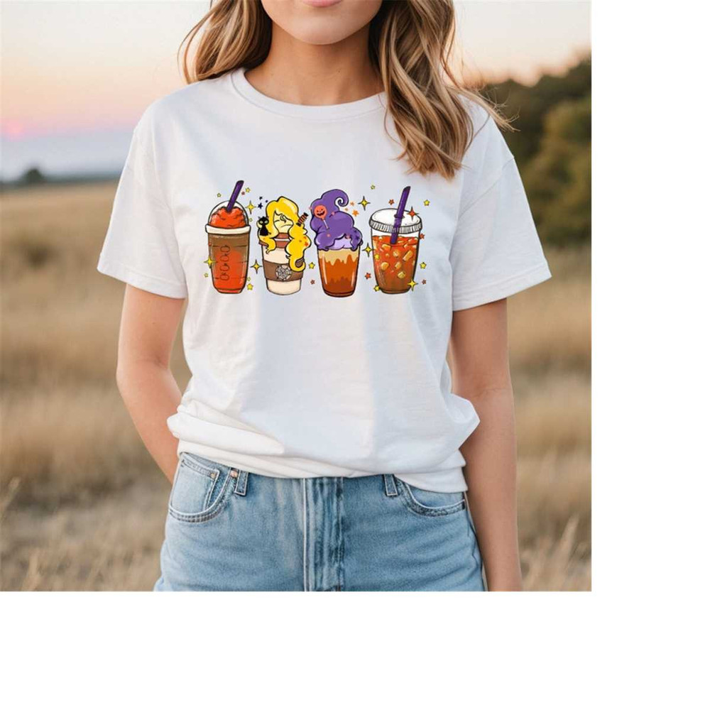 Vintage 90s Halloween Coffee Latte Tshirt, Fall Cute Sanderson Sisters Sweatshirt, Fall Tshirt for Women, Halloween Par.jpg