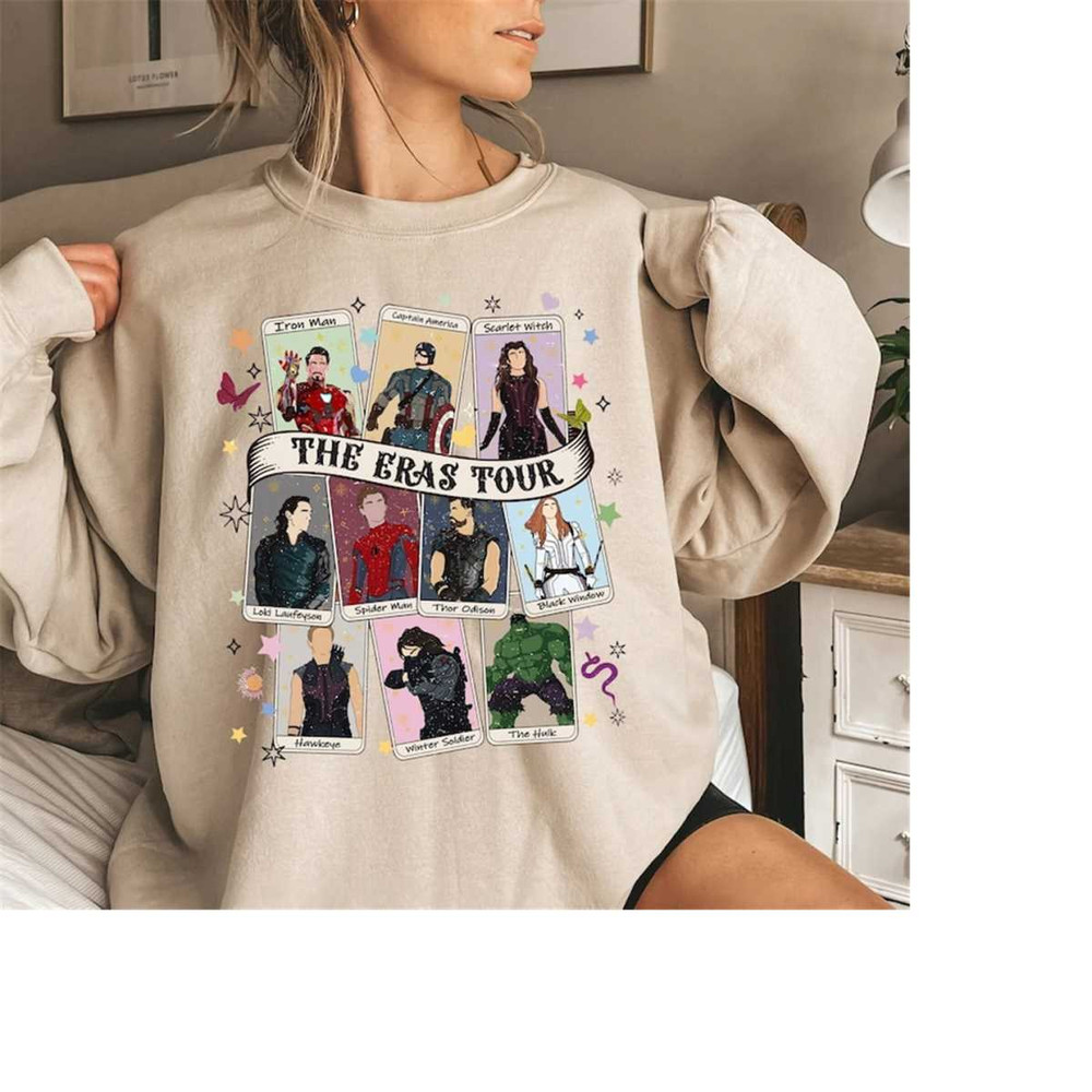 Vintage Avengers The Eras Tour Sweatshirt, Avenger Assemble Tarot Card Shirt, Marvel Fan Gift, The Eras Tour 2023, MCU,.jpg