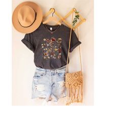 vintage cottagecore shirt, goblincore shirt, boho wildflowers shirt, nature shirt, botanical shirt, garden lover autumn