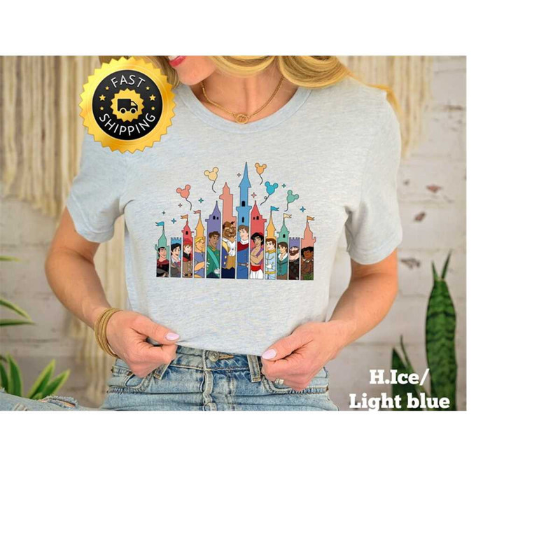 Vintage Disney Prince Castle Shirt, Disney Vacation Shirt, Disney Castle Family Trip Tee, Disney Prince characters Shirt.jpg