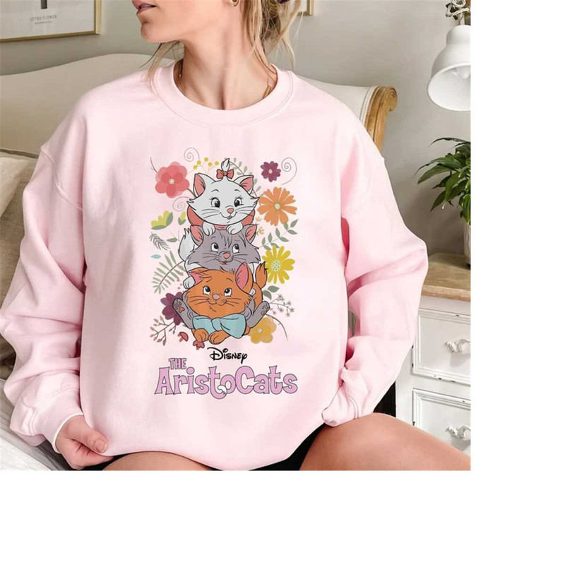 Vintage Disney The Aristocats Floral Sweatshirt, Disney Marie Aristocats Shirt, Marie Berlioz Toulouse Aristocats Tee, D.jpg