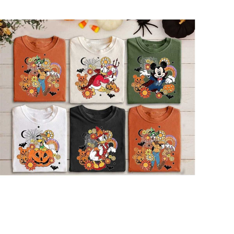 Vintage Floral Mickey And Friends Halloween Group Shirts, Floral Disney Halloween Sweatshirt, Retro Magic Kingdom Shirt,.jpg