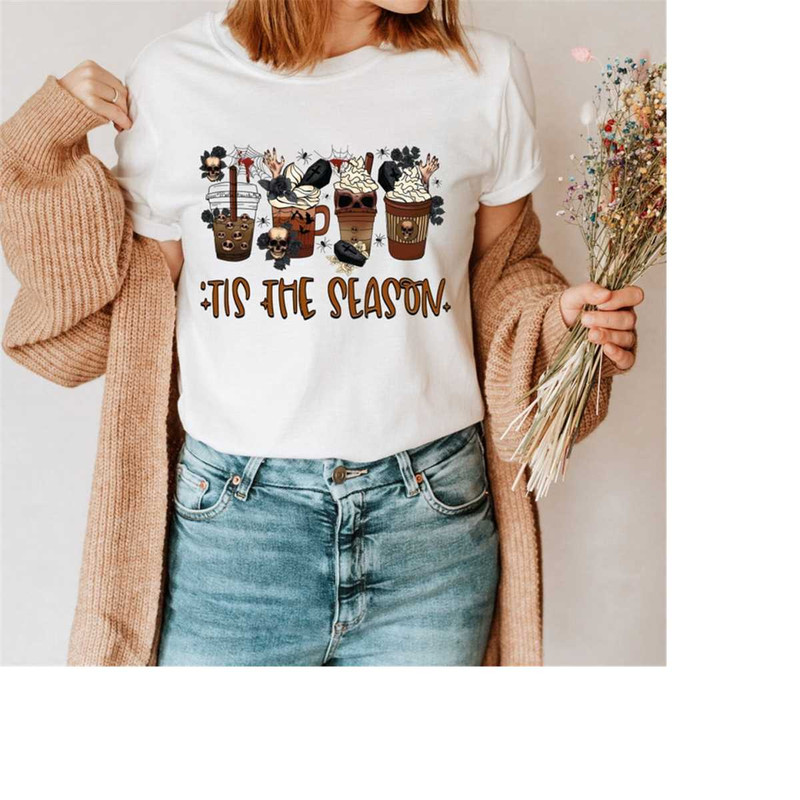 Vintage Halloween Coffee Pumpkin Tshirt, Fall Cute Dwarf Sweatshirt, Fall Tshirt for Women, Cute Halloween Tshirt, Hall.jpg