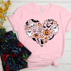 doodles heart halloween shirt, pumpkin halloween t-shirt, funny halloween shirt, halloween t-shirt, doodles t-shirt,t