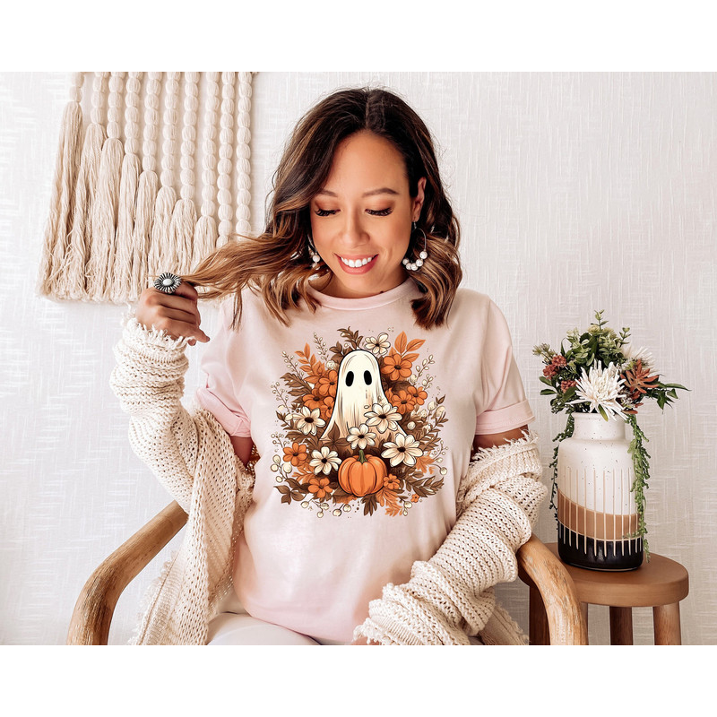 Flower Ghost Shirt 2023 Halloween Shirt Vintage Floral Ghost Halloween Shirt Retro Fall Sweatshirt Cute Fall Mom Shirt Spooky Season Tee.jpg