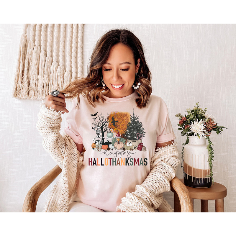 Happy Hallothanksmas Shirt Halloween Gift For Women Christmas Shirt Cute Halloween Shirt Colorful Halloween Tee Fall Vibes Shirt Pumpkin Tee.jpg