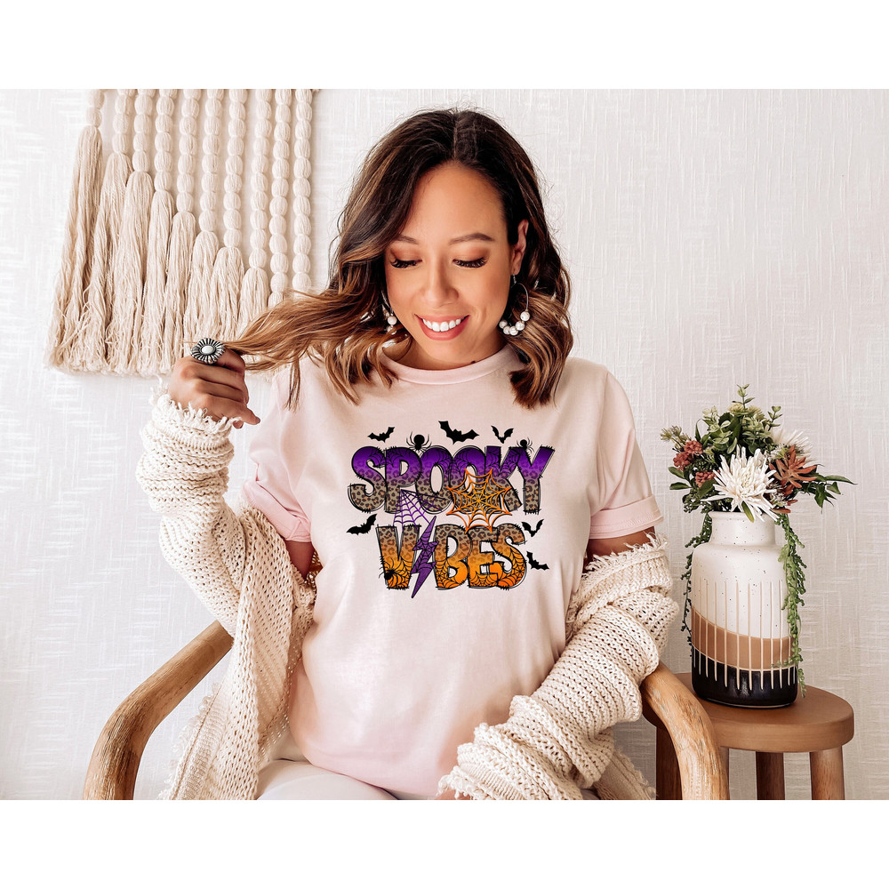 New Halloween Shirt Spooky Vibes Toddler Shirt Cute Halloween Kids Tee Retro Fall Natural Shirt Vintage Halloween Shirt Halloween Party.jpg