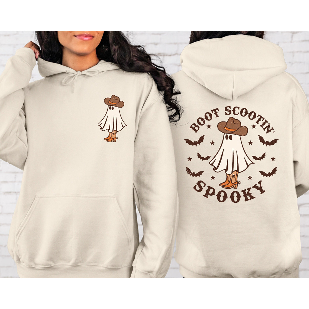Boot Scootin Spooky Front And Back Sweatshirt or Hoodie, Halloween Gift, Halloween Sweater,Cowboy Ghost Shirt,Western Halloween Sweatshirt.jpg