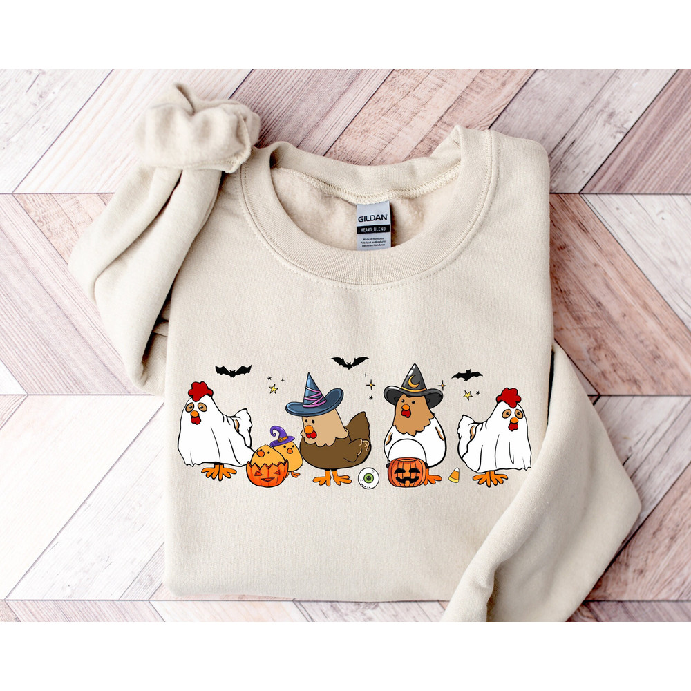 Ghost Chicken Sweatshirt, Magic Chicken Sweatshirt, Spooky Season Shirt, Funny Fall Shirt, Ghost Sweatshirt, Halloween Sweatshirt.jpg