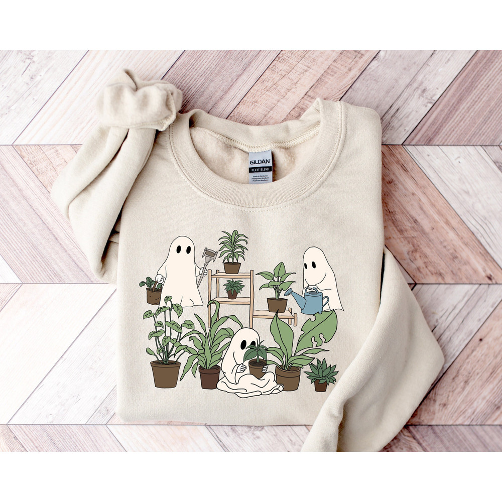 Halloween Plant Lady Sweatshirt, Gardening Sweatshirt Gift, Ghost Plant Sweatshirt, Crazy Plant Lady,Halloween Sweatshirt,Plant Mama Sweater.jpg