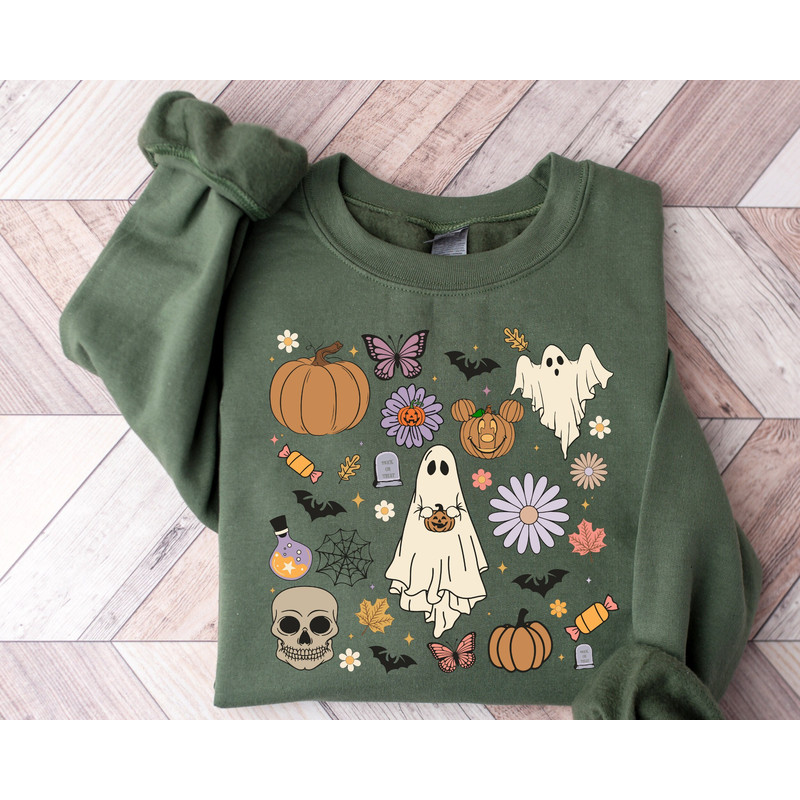 Halloween Sweatshirt, Halloween Doodles Sweatshirt, Halloween Women Gifts, Funny Halloween Hoodie, Spooky Doodle, Trick or Treat Sweatshirt.jpg