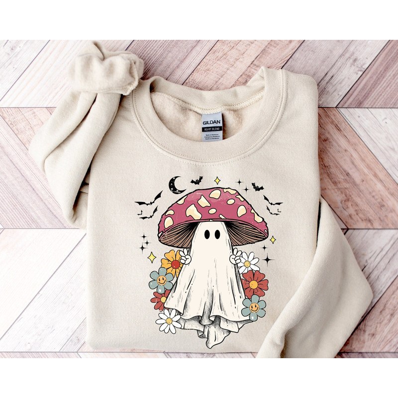 Magic Mushroom Sweatshirt, Ghost Mushroom Sweatshirt, Spooky Season Shirt, Funny Fall Shirt, Ghost Sweatshirt, Halloween Sweatshirt.jpg