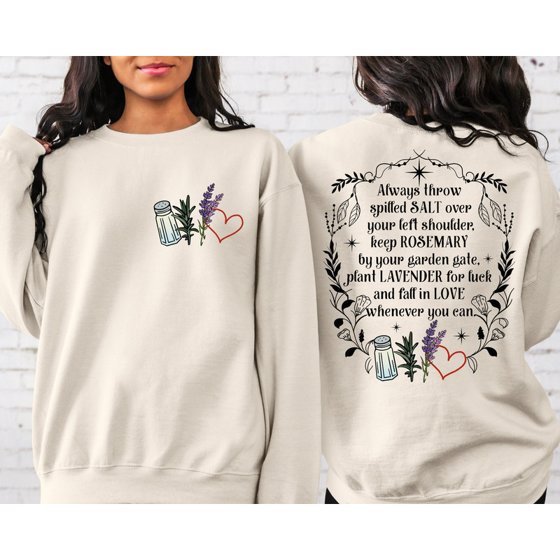 Salt Rosemary Lavender Love Front and Back Sweatshirt, Practical Magic Sweatshirt, Magic Spell Hoodie, Halloween Sweatshirt, Witchy Hoodie.jpg