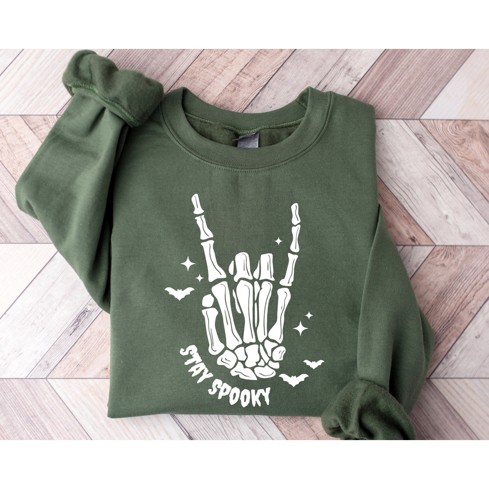 Stay Spooky Sweatshirt, Halloween Sweatshirt, Skeleton Hand Sweatshirt, Retro Halloween Hoodie, Funny Halloween Shirt, Womens Halloween.jpg