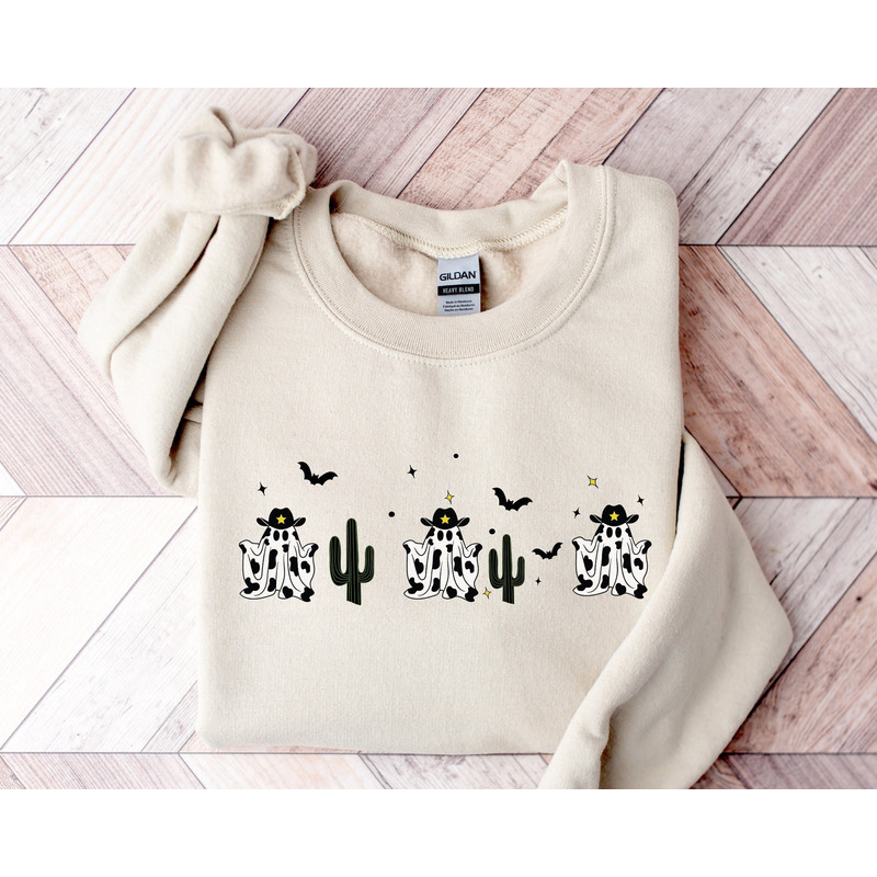 Western Halloween Cow Sweatshirt, Halloween Sweatshirt, Halloween Cowboy Shirt, Halloween Tee, Halloween Cow, Halloween Tee, Sheriff Ghost.jpg