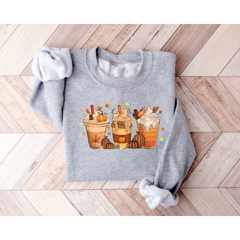 Cute Halloween Pumpkin Coffee Sweatshirt, Coffee Lover Gift, Halloween Shirts, Coffee Shirt, Halloween Pumpkin Latte Drink Cup, Coffee Lover.jpg