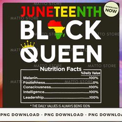 digital png file - juneteenth black queen nutrition facts png download, png file, printable png, instant download