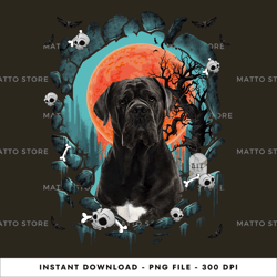 stone cave - black cane corso dogs, halloween digital png file, png download