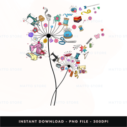 qas-yfx-0034 sewing dandelion flowers quilting qu digital png file, png download