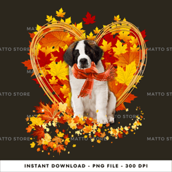 autumn leaf saint bernard digital png file, png download