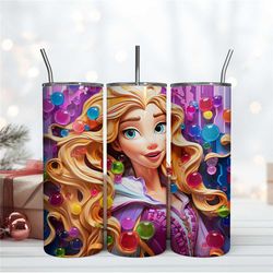 3d rapunzel bubble tumbler design, disney princess wrap, 20oz skinny tumbler instant download